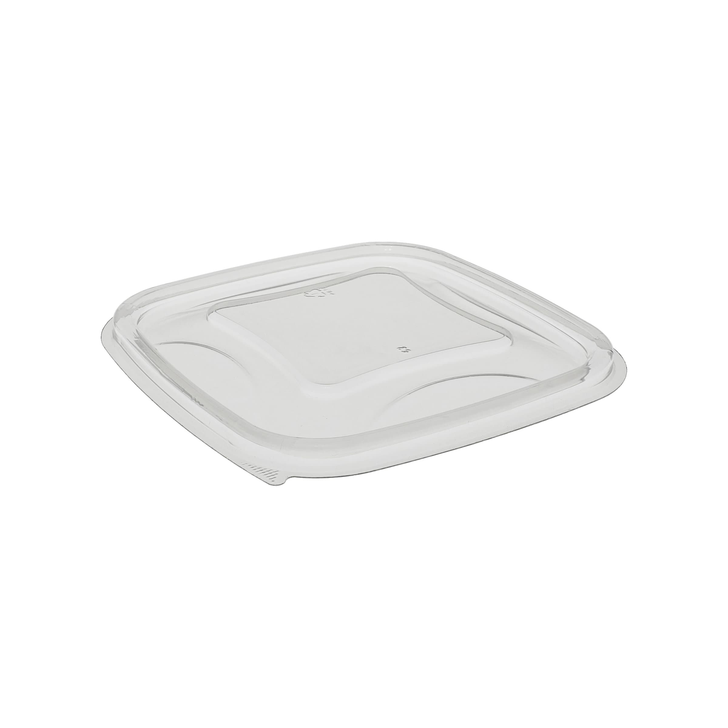 Lid Flat 5.5X5.5X0.75 IN RPET Clear Square For 8-12-16 OZ Container 504/Case