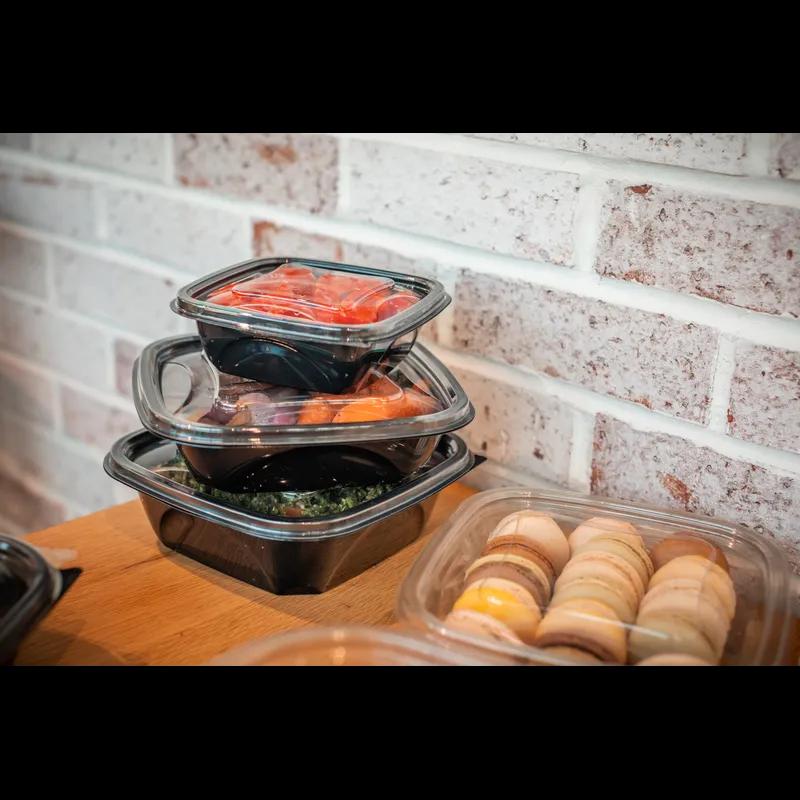 Lid Flat 5.5X5.5X0.75 IN RPET Clear Square For 8-12-16 OZ Container 504/Case