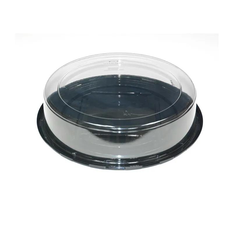 Cake Container & Lid Combo With High Dome Lid 11.25X2.75 IN PET Clear Black Round Smooth 50/Case