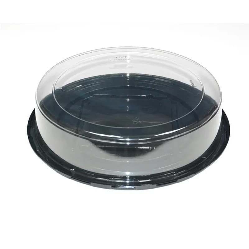 Cake Container & Lid Combo With High Dome Lid 11.25X2.75 IN PET Clear Black Round Smooth 50/Case