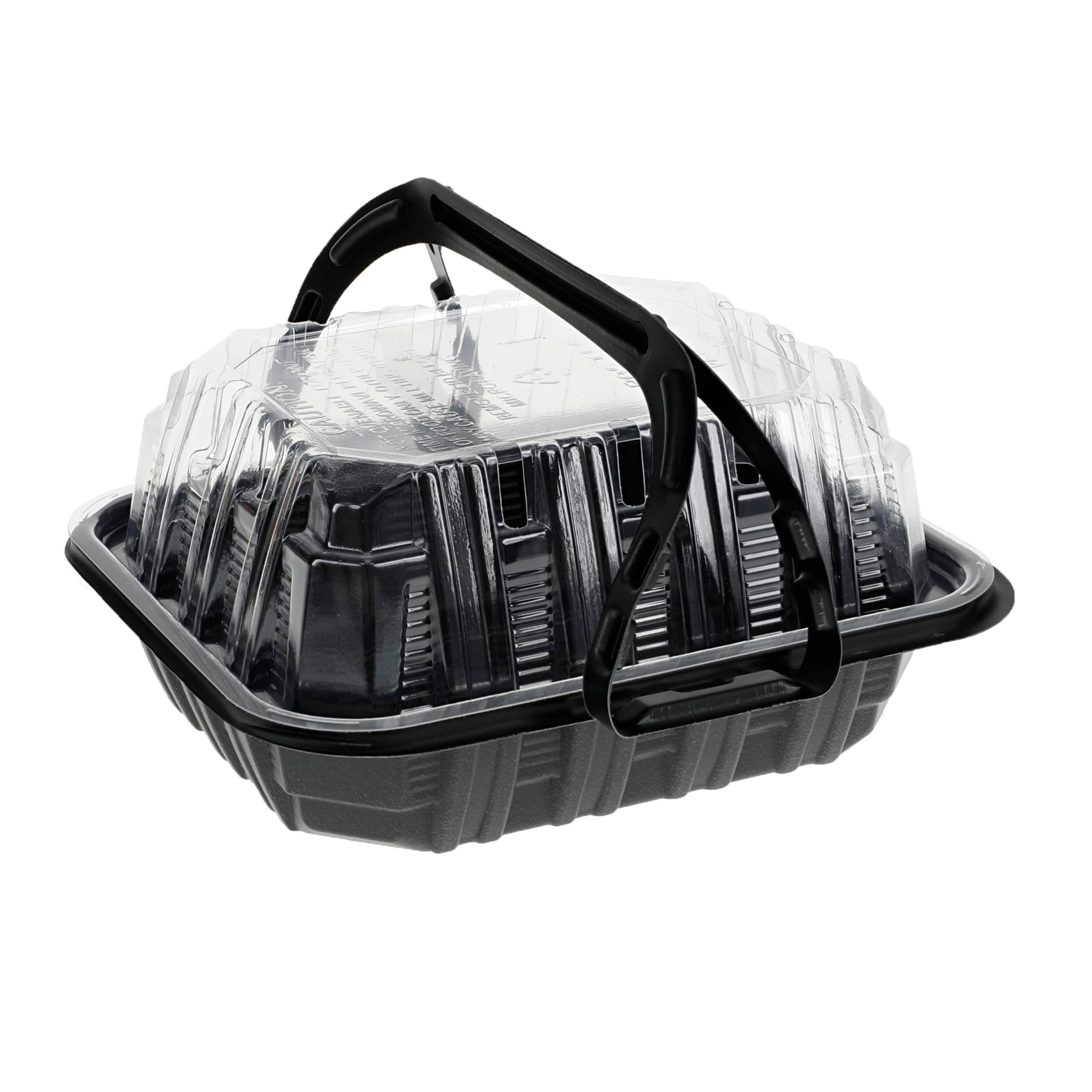 Chicken Barn & Lunch Box Small (SM) 2 Piece 7.6X6.6X3.3 IN MFPP OPS Black Clear Vented 200/Case
