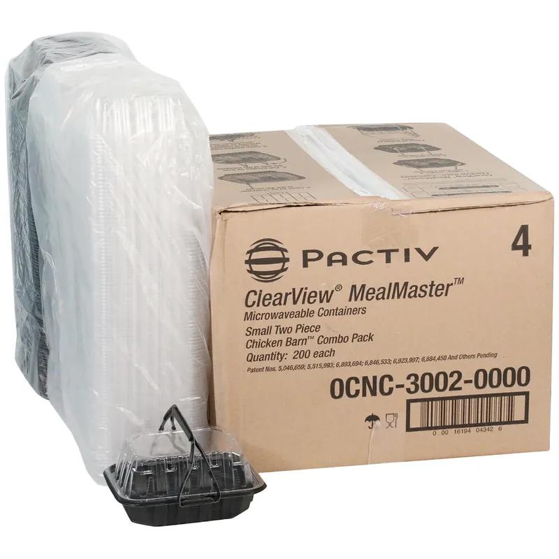 Chicken Barn & Lunch Box Small (SM) 2 Piece 7.6X6.6X3.3 IN MFPP OPS Black Clear Vented 200/Case