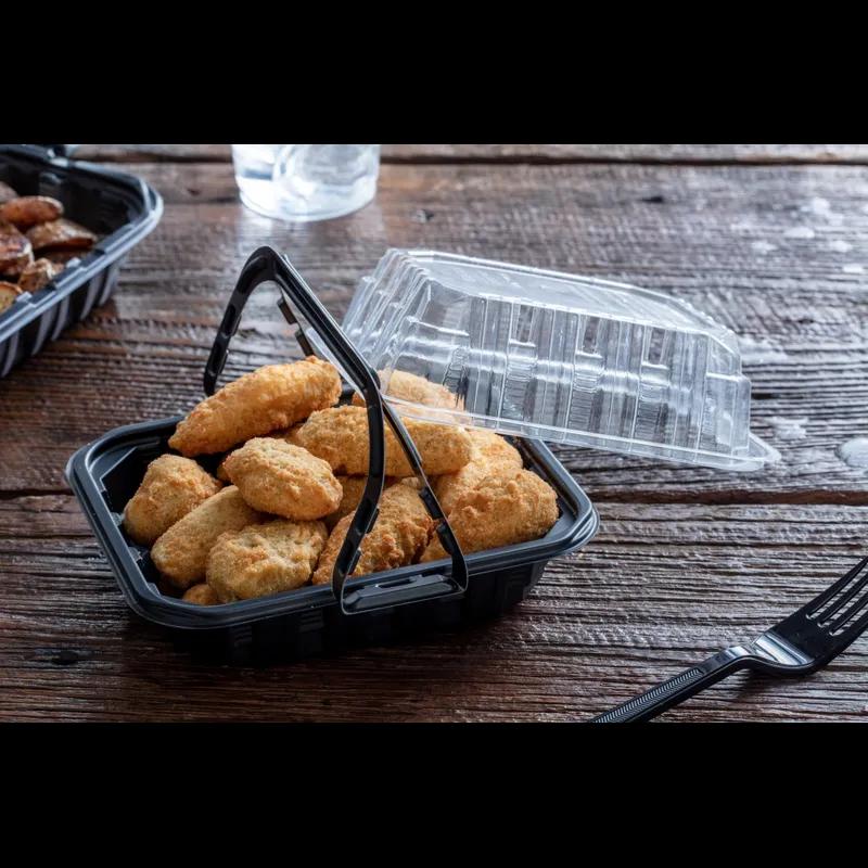 Chicken Barn & Lunch Box Small (SM) 2 Piece 7.6X6.6X3.3 IN MFPP OPS Black Clear Vented 200/Case