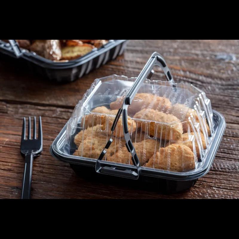 Chicken Barn & Lunch Box Small (SM) 2 Piece 7.6X6.6X3.3 IN MFPP OPS Black Clear Vented 200/Case