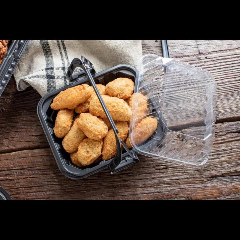 Chicken Barn & Lunch Box Small (SM) 2 Piece 7.6X6.6X3.3 IN MFPP OPS Black Clear Vented 200/Case