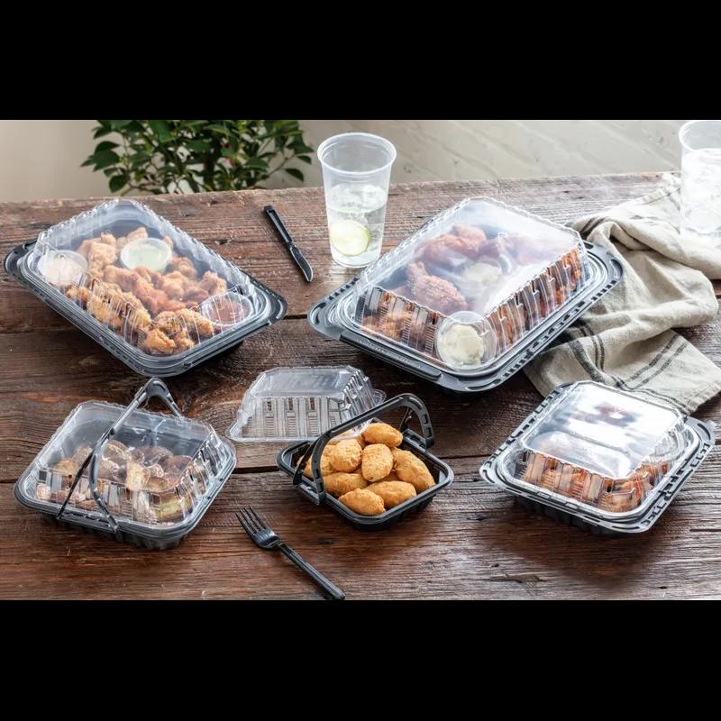 Chicken Barn & Lunch Box Small (SM) 2 Piece 7.6X6.6X3.3 IN MFPP OPS Black Clear Vented 200/Case