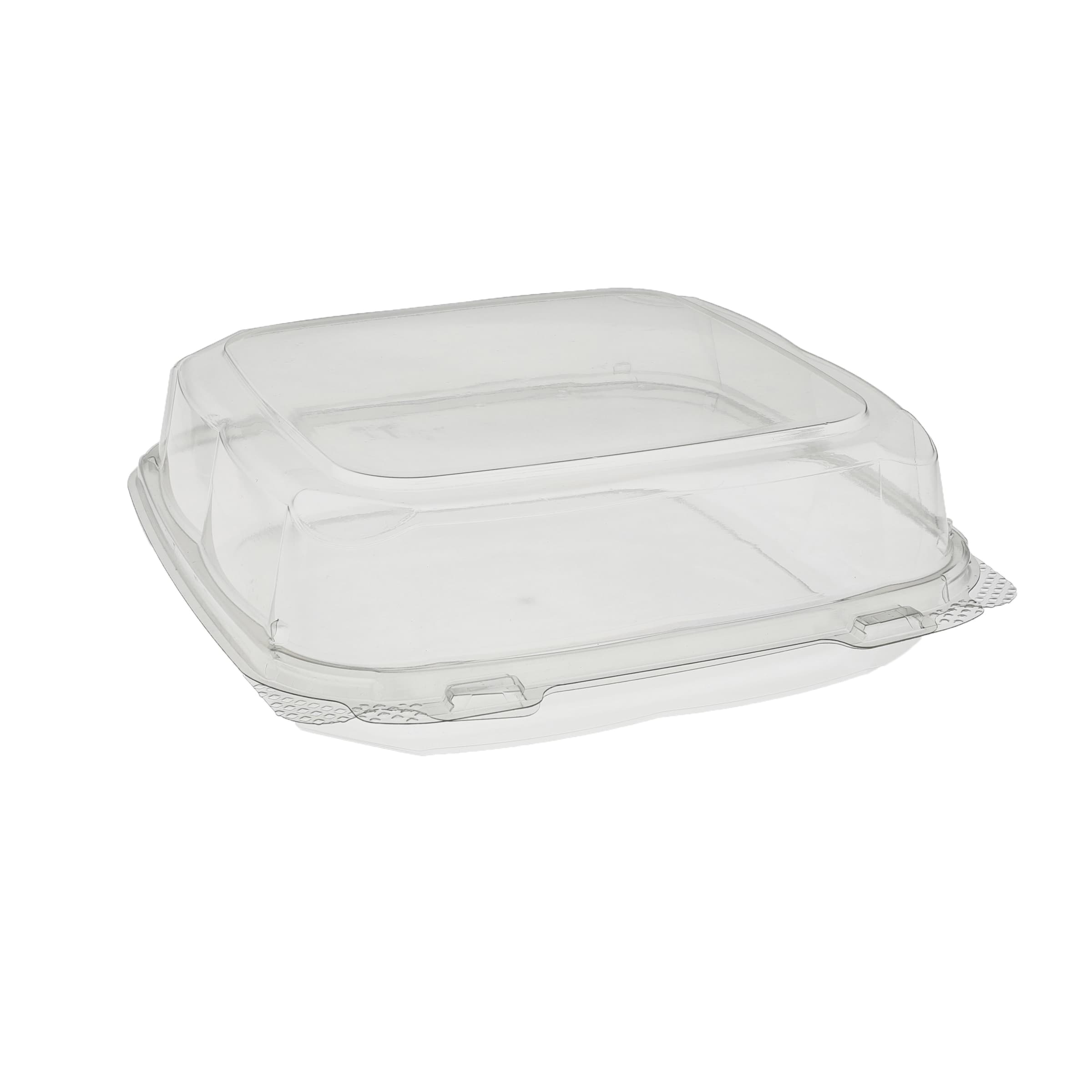Take-Out Container Hinged With Dome Lid 8.87X9.22X2.81 IN RPET Clear Square 250/Case