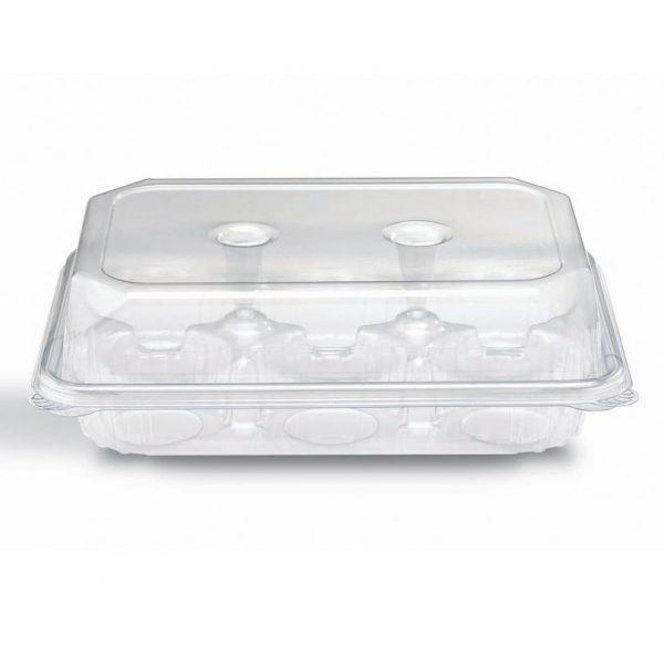 Crystal Seal® Muffin Container & Lid Combo 6 Compartment PET Clear 200/Case