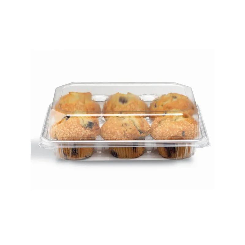 Crystal Seal® Muffin Container & Lid Combo 6 Compartment PET Clear 200/Case