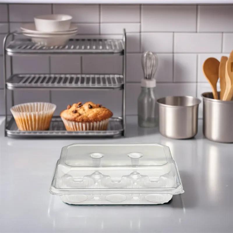 Crystal Seal® Muffin Container & Lid Combo 6 Compartment PET Clear 200/Case