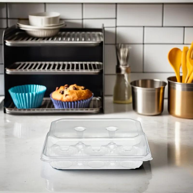 Crystal Seal® Muffin Container & Lid Combo 6 Compartment PET Clear 200/Case