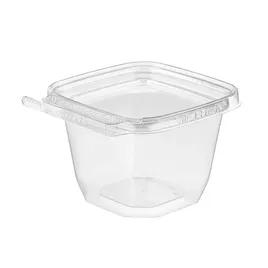 Safe-T-Fresh® Deli Container Hinged With Flat Lid 6 OZ RPET Clear Square Tamper-Evident 288/Case