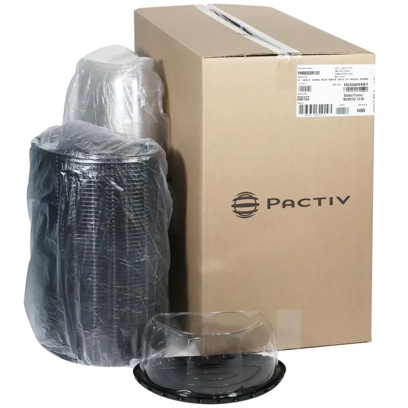 RoseDome Cake Half Container & Lid Combo With Dome Lid 8X4X5.25 IN PET Clear Black Combo 100/Case