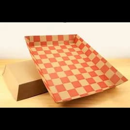 Food Tray 10.5X7.5X1.5 IN Paper Kraft Red Rectangle 250/Case