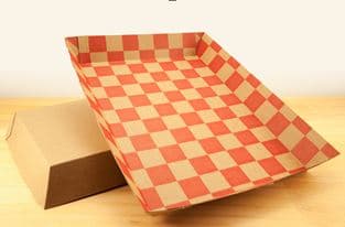 Food Tray 10.5X7.5X1.5 IN Paper Kraft Red Rectangle 250/Case