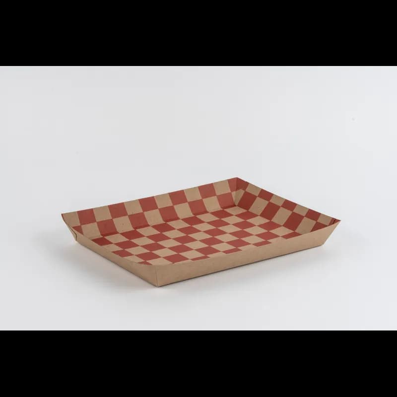 Food Tray 10.5X7.5X1.5 IN Paper Kraft Red Rectangle 250/Case