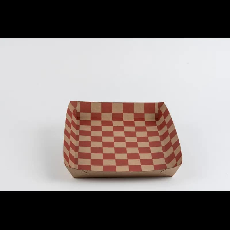 Food Tray 10.5X7.5X1.5 IN Paper Kraft Red Rectangle 250/Case