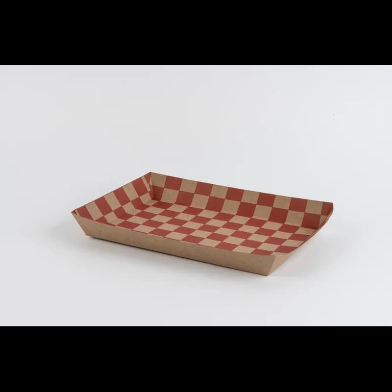 Food Tray 10.5X7.5X1.5 IN Paper Kraft Red Rectangle 250/Case