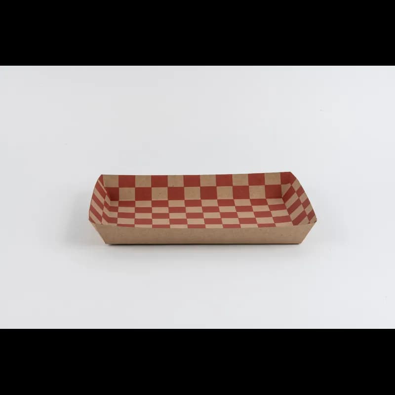 Food Tray 10.5X7.5X1.5 IN Paper Kraft Red Rectangle 250/Case