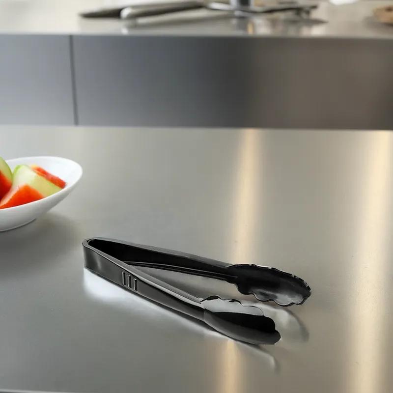 Serving Tongs 9 IN Plastic Black Scalloped 72/Case