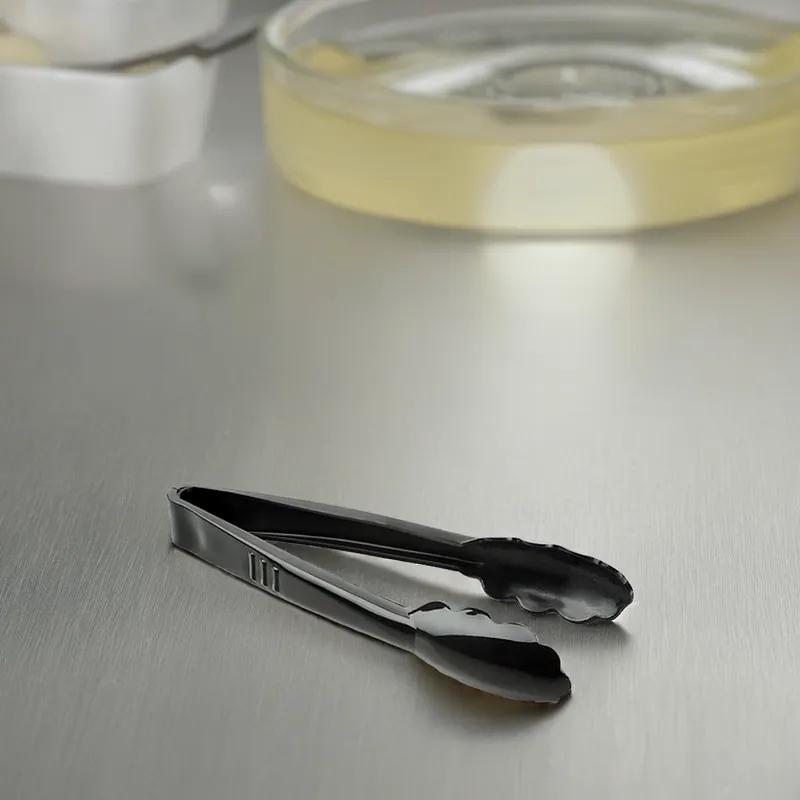 Serving Tongs 9 IN Plastic Black Scalloped 72/Case