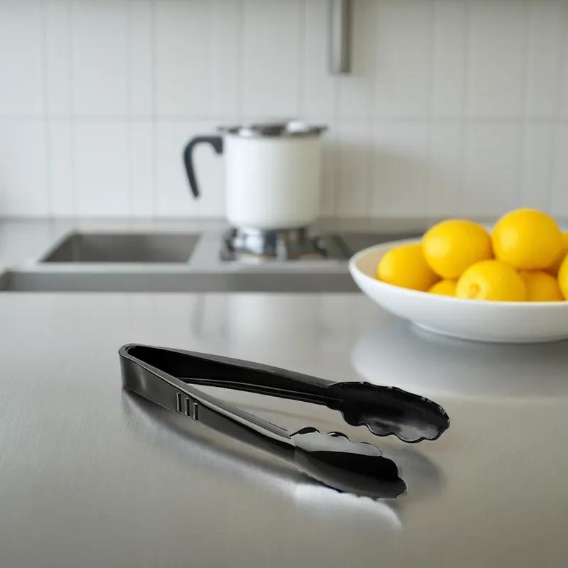 Serving Tongs 9 IN Plastic Black Scalloped 72/Case