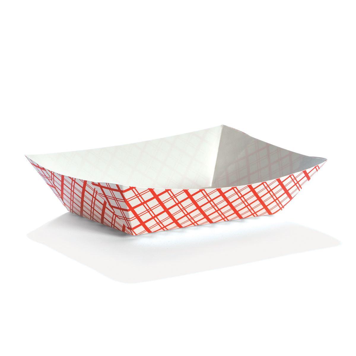 Food Tray 3 LB Paperboard Red White Plaid 500/Case