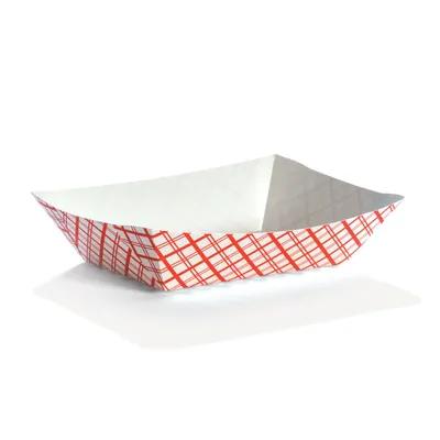 Food Tray 3 LB Paperboard Red White Plaid 500/Case