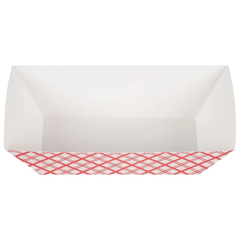 Food Tray 3 LB Paperboard Red White Plaid 500/Case