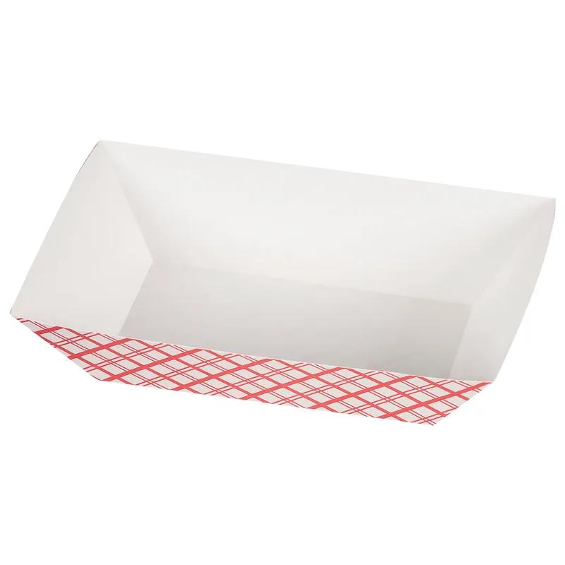 Food Tray 3 LB Paperboard Red White Plaid 500/Case