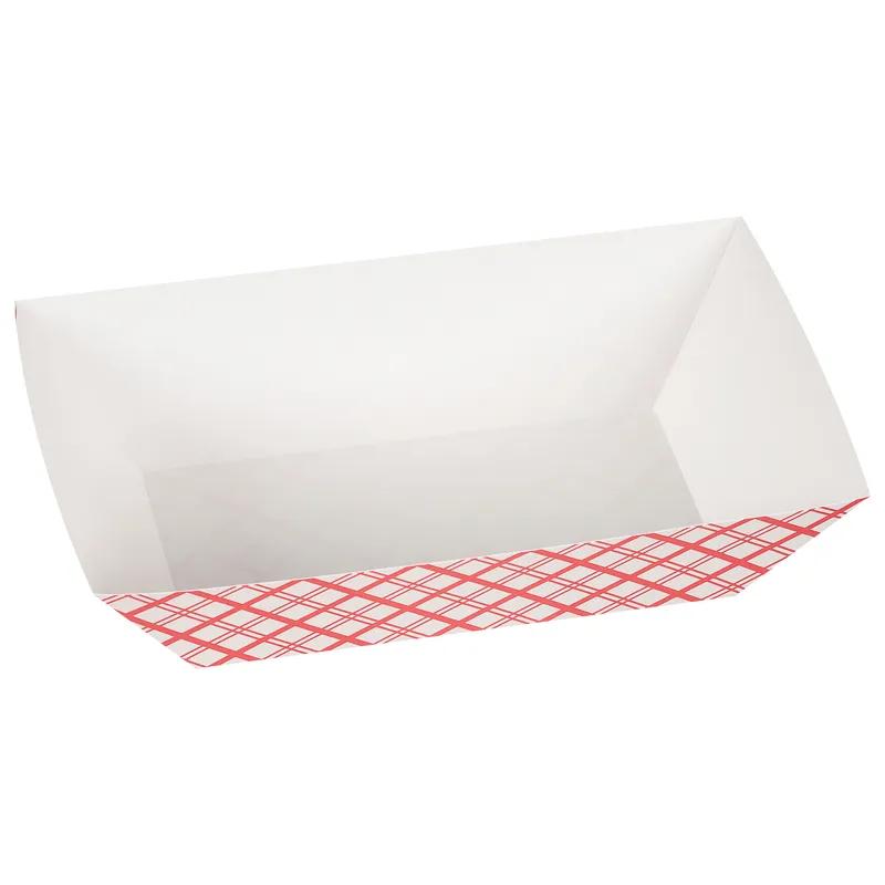 Food Tray 3 LB Paperboard Red White Plaid 500/Case