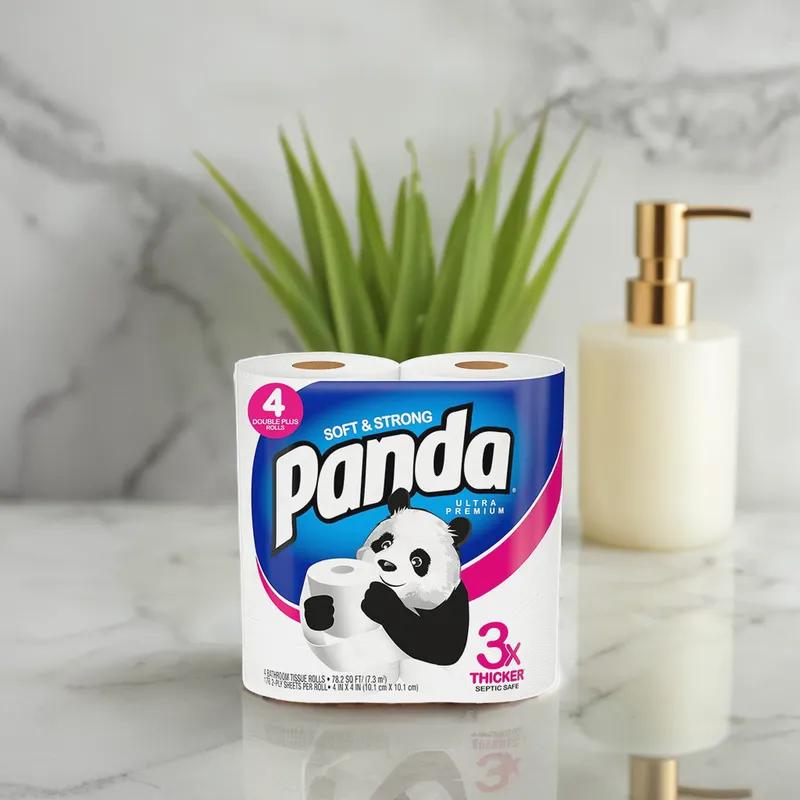Panda® Toilet Paper & Tissue Roll 4X4 IN 2PLY White Embossed Premium 176 Sheets/Roll 24 Rolls/Case 4224 Sheets/Case