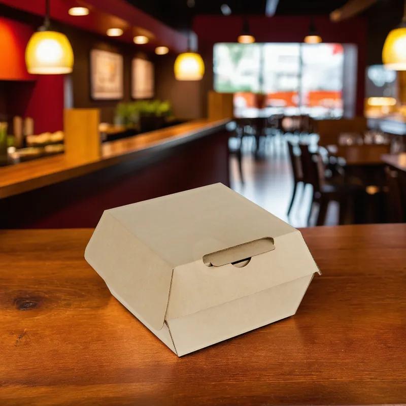 Bagcraft® EcoCraft® Take-Out Box Hinged With Dome Lid 4X4X2.81 IN Paper Kraft Square 600/Case