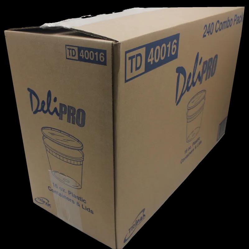 Deli Container Base & Lid Combo With Flat Lid 16 OZ Plastic Translucent Round 240/Case