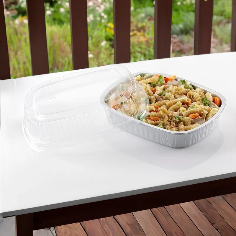Gourmet-To-Go® Take-Out Container Base & Lid Combo With Plastic Dome Lid Small (SM) 22 OZ Aluminum Silver 100/Case