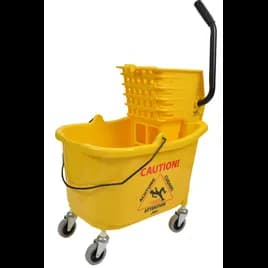 Mop Bucket & Wringer 35 QT Plastic Yellow Side Press 1/Each