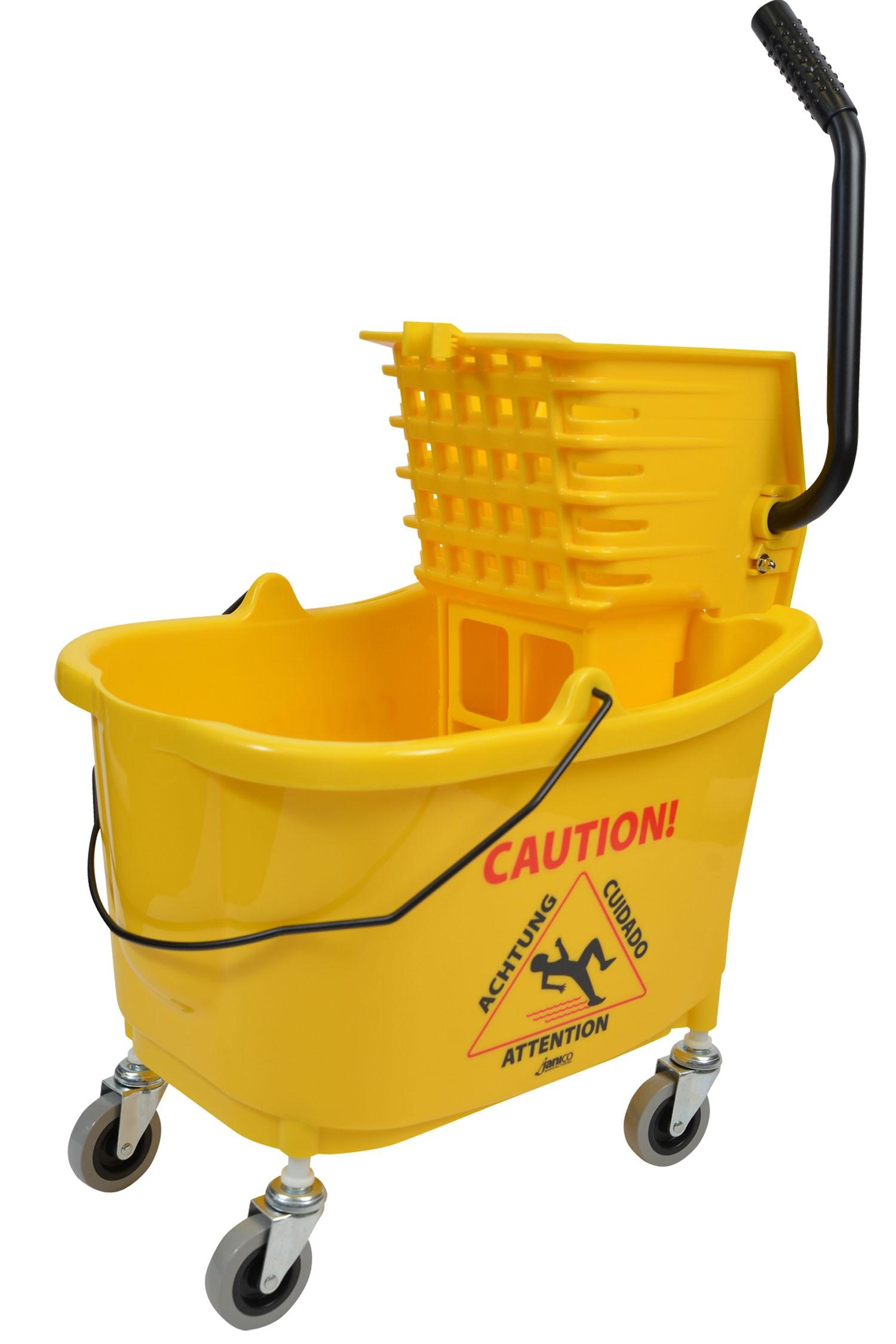 Mop Bucket & Wringer 35 QT Plastic Yellow Side Press 1/Each