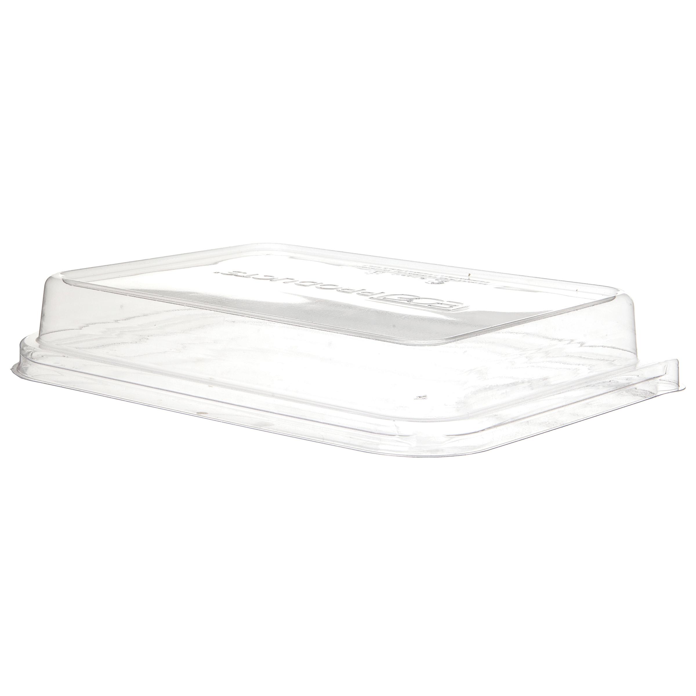 WorldView Lid Dome 6X8X1 IN 3 Compartment PLA Clear Rectangle For Compartment Tray 200/Case