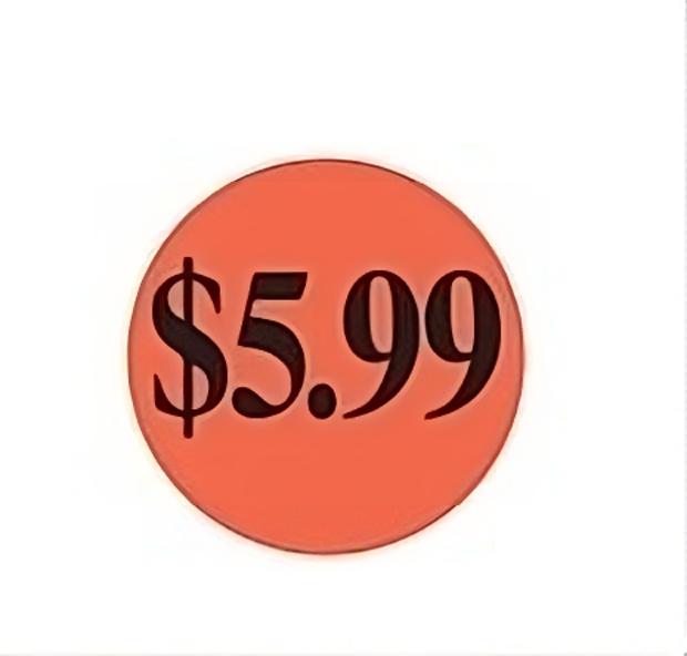 5.99 Label Bullseye Dayglo 1000/Roll