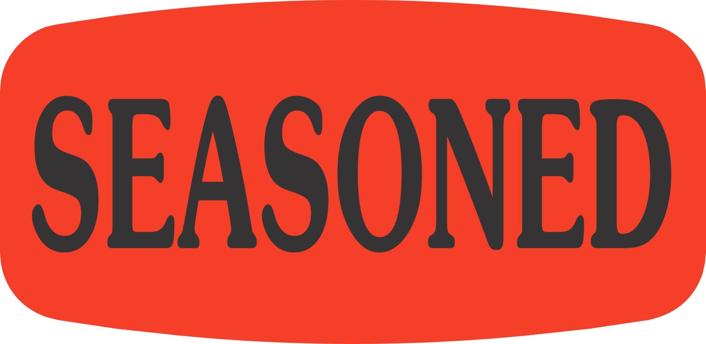 Seasoned Label 0.625X1.25 IN Black Fluorescent Red Short Oval 1000 Count/Roll 50 Rolls/Case 50000 Count/Case