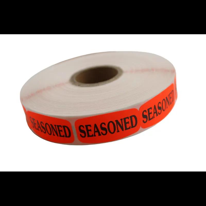 Seasoned Label 0.625X1.25 IN Black Fluorescent Red Short Oval 1000 Count/Roll 50 Rolls/Case 50000 Count/Case