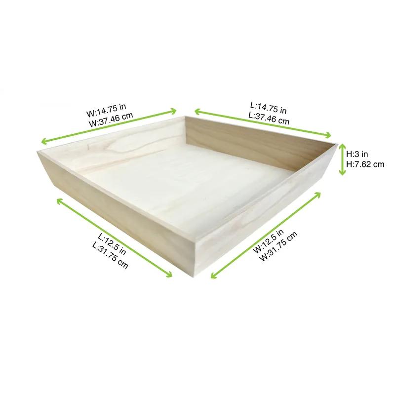 Serving Tray 14.75X14.75X3 IN Wood Square Microwave Safe Grease Resistant 10 Count/Case