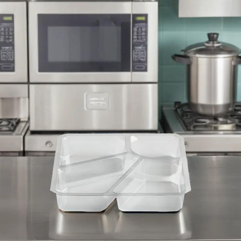 Fresh 'n Clear® GoCube® Take-Out Container Insert 7.13X7.13X1.23 IN 4 Compartment PET Clear Square 400/Case