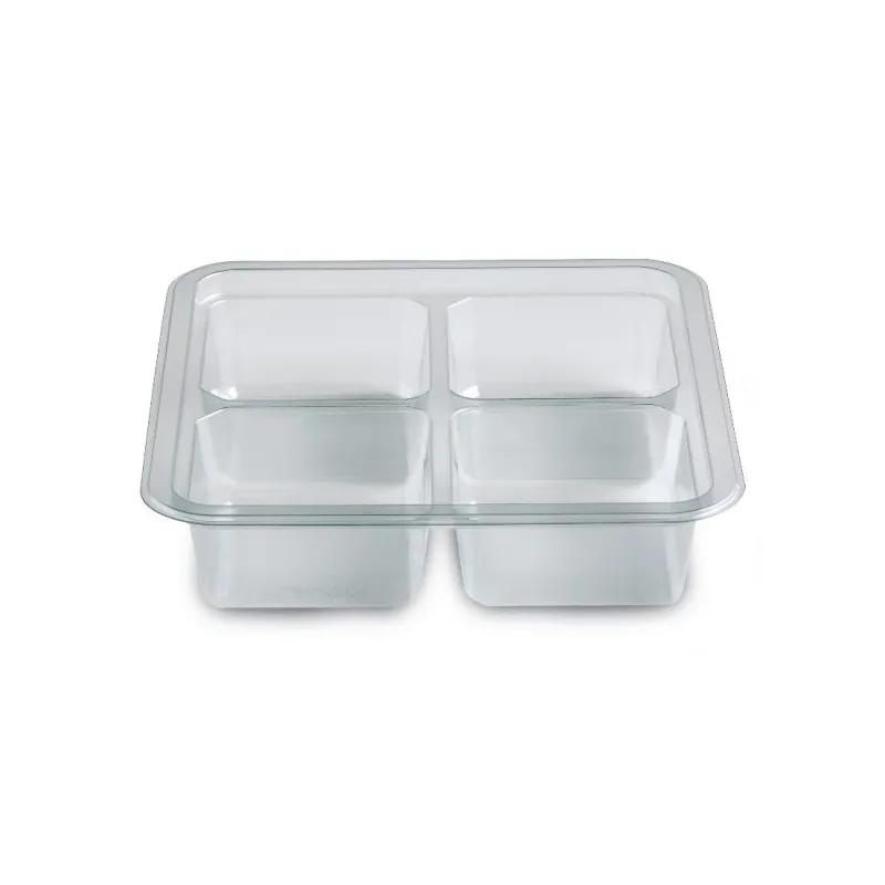 Fresh 'n Clear® GoCube® Deli Container Base 24 OZ 4 Compartment PET Clear Square 200/Case