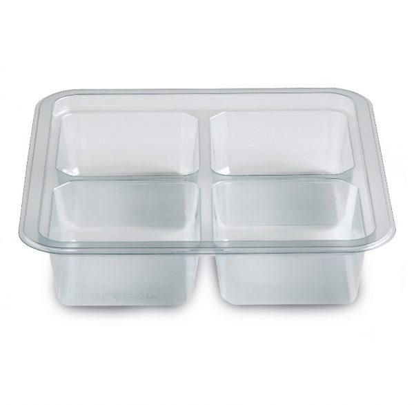 Fresh 'n Clear® GoCube® Deli Container Base 24 OZ 4 Compartment PET Clear Square 200/Case