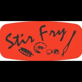 Stir Fry Label 0.625X1.25 IN Black Fluorescent Red Short Oval 1000 Count/Roll 50 Rolls/Case 50000 Count/Case