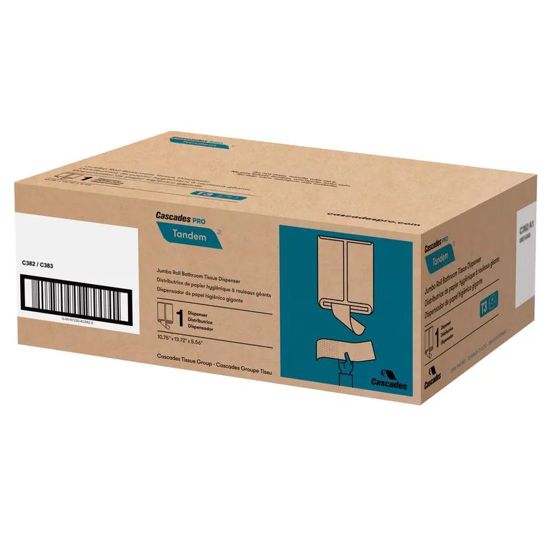 Cascades PRO Toilet Paper Dispenser Tandem 10.75X5.6X13.7 IN Gray 1-Roll Jumbo (JRT) 1/Each