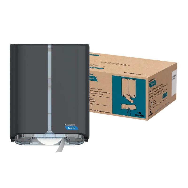 Cascades PRO Toilet Paper Dispenser Tandem 10.75X5.6X13.7 IN Gray 1-Roll Jumbo (JRT) 1/Each
