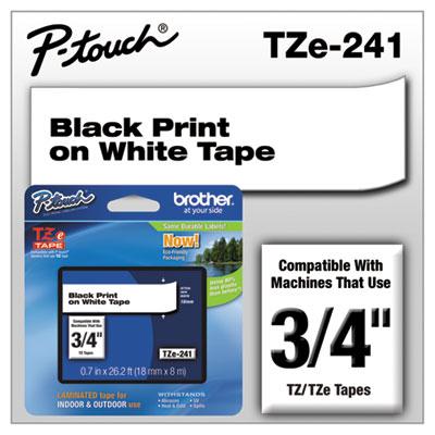P-Touch® Labels 0.75IN X26.2FT White Black 1/Each