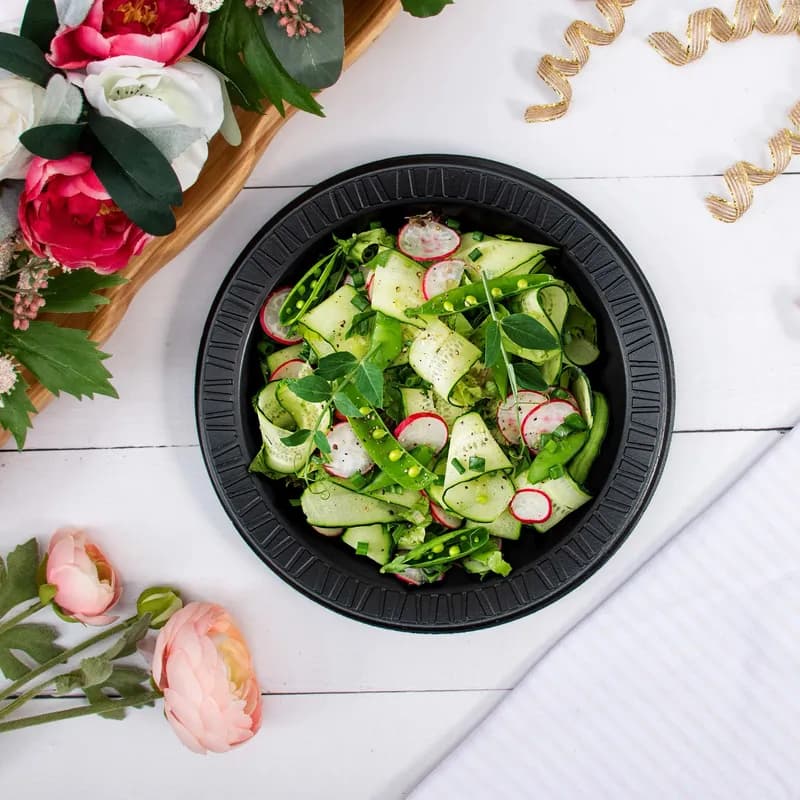 Dart® Quiet Classic® Plate 9 IN XPS Black Laminated 125 Count/Pack 4 Packs/Case 500 Count/Case